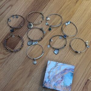 Lot of 9 Alex and Ani Mixed Metal Charm Bracelets